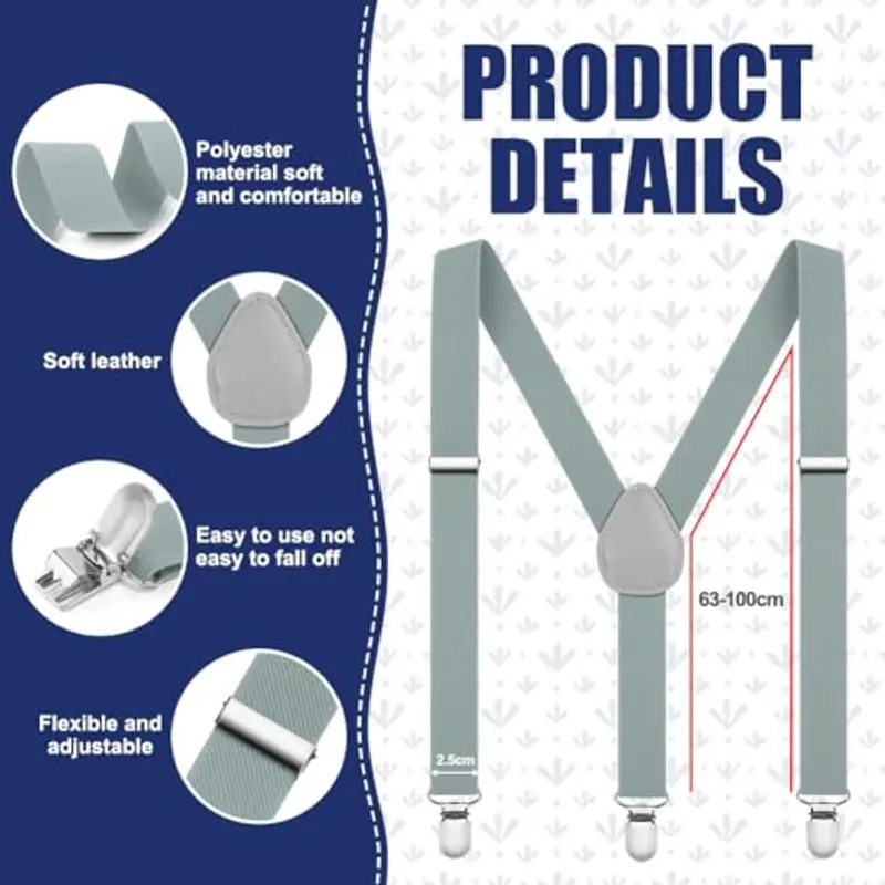 AOOWU Bretelle Uomo Grigio 2157876 miniatura 2