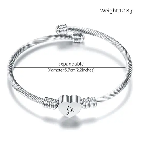 Aosyoisk Braccialetto d'Argento per Zia, Cuore Bracciale, Regalo per Donne miniatura 2