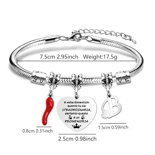 Aosyoisk Lettera B Inspiring Braccialetto Regali per le Donne Ragazze, Lettera iniziale B Nome Braccialetto Reminder miniatura 2