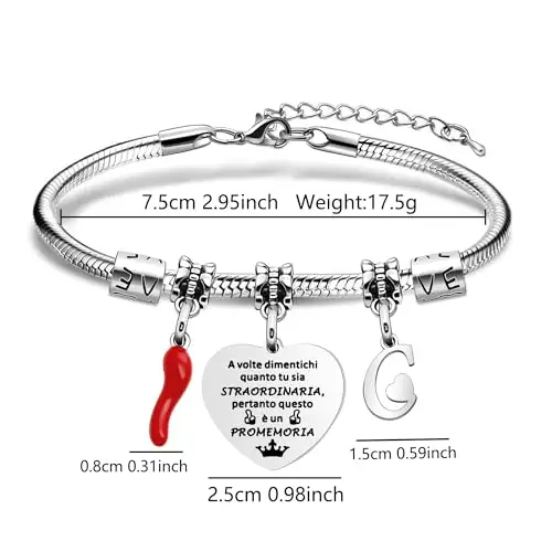 Aosyoisk Lettera C Inspiring Braccialetto Regali per le Donne Ragazze, Lettera iniziale C Nome Braccialetto Reminder miniatura 2