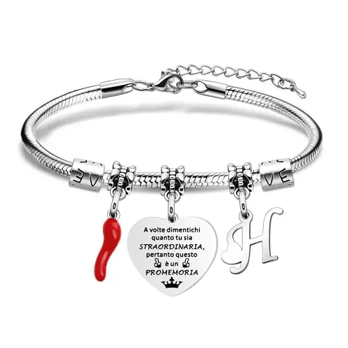 Aosyoisk Lettera H Inspiring Braccialetto Regali per le Donne Ragazze, Lettera iniziale H Nome Braccialetto Reminder