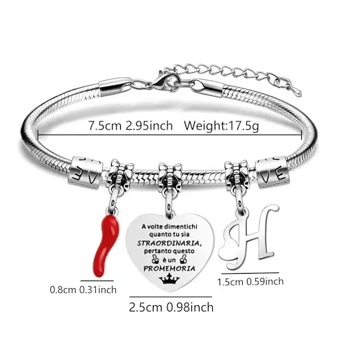 Aosyoisk Lettera H Inspiring Braccialetto Regali per le Donne Ragazze, Lettera iniziale H Nome Braccialetto Reminder miniatura 2