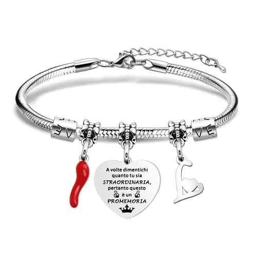 Aosyoisk Lettera L Inspiring Braccialetto Regali per le Donne Ragazze, Lettera iniziale L Nome Braccialetto Reminder