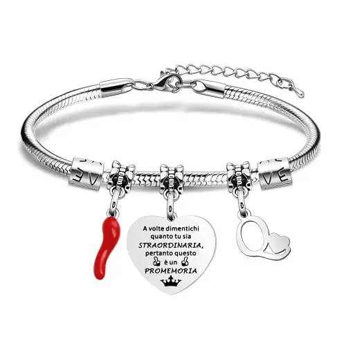 Aosyoisk Lettera Q Inspiring Braccialetto Regali per le Donne Ragazze, Lettera iniziale Q Nome Braccialetto Reminder