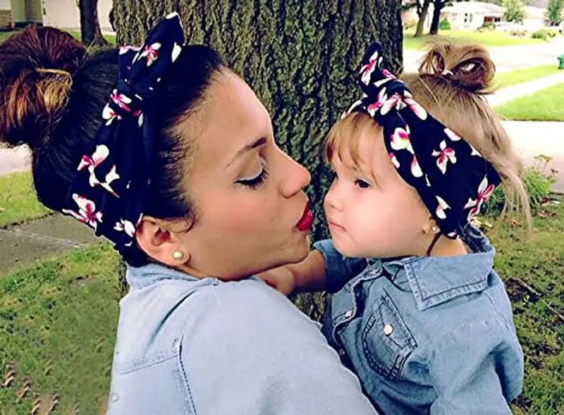 Apanphy® 1 paio Mamma e neonata stampato fascia elastica fascia dei capelli C miniatura 3