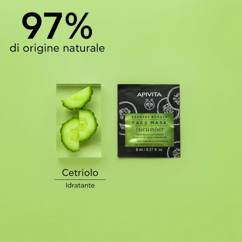 Express Beauty - Viso Maschera Viso Idratazione Intensa al Cetriolo - Maschera viso idratante miniatura 3