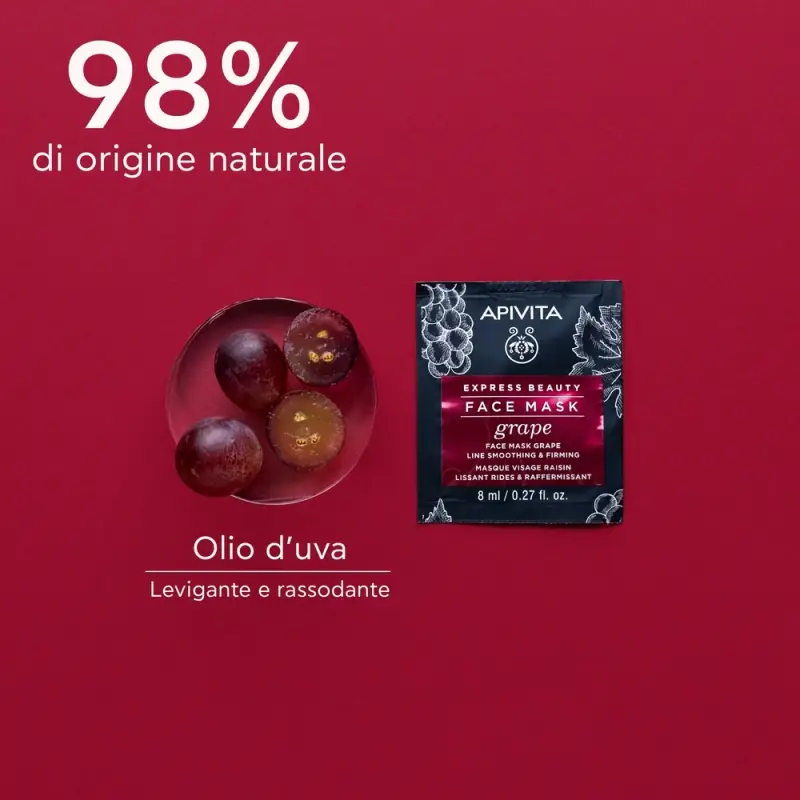 Express Beauty - Viso Maschera Viso Liftante e Rassodante all'Uva - Maschera viso idratante miniatura 3