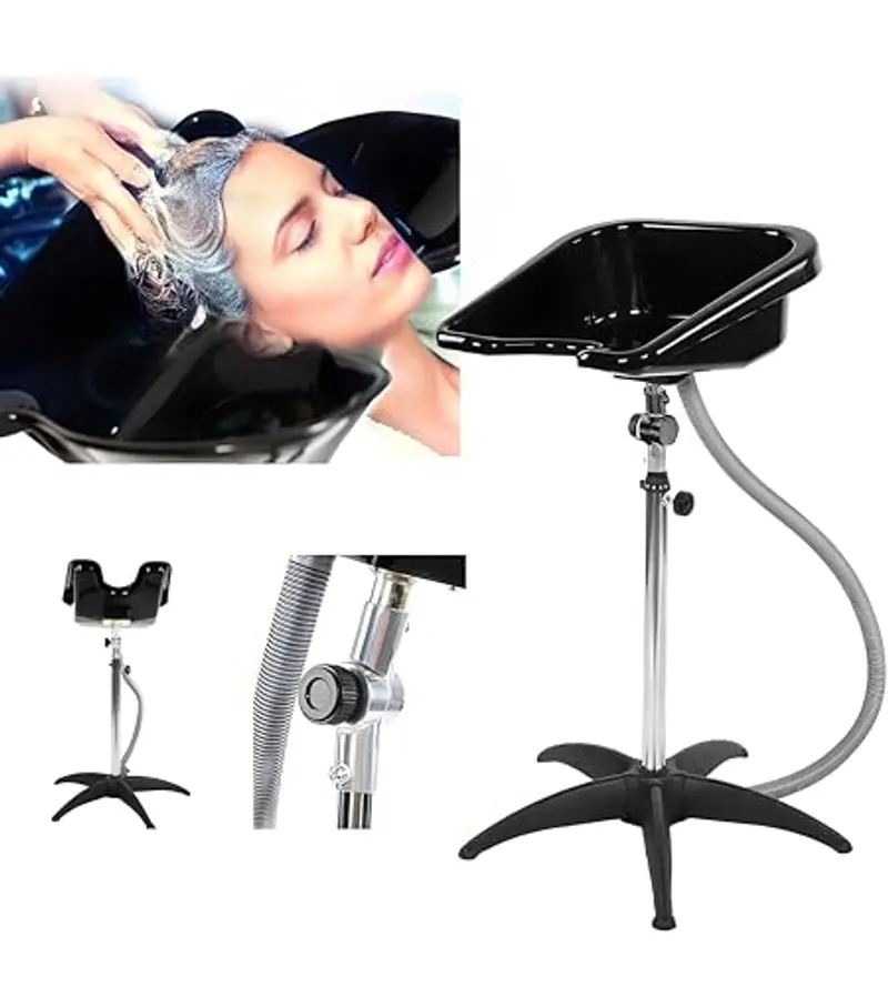 App Life Lavatesta Portatile per Parrucchieri - Altezza Regolabile e Tubo di Scarico Retraibile - Dispositivo Medico di Classe I - Professionale, Nero (Altezza Regolabile)