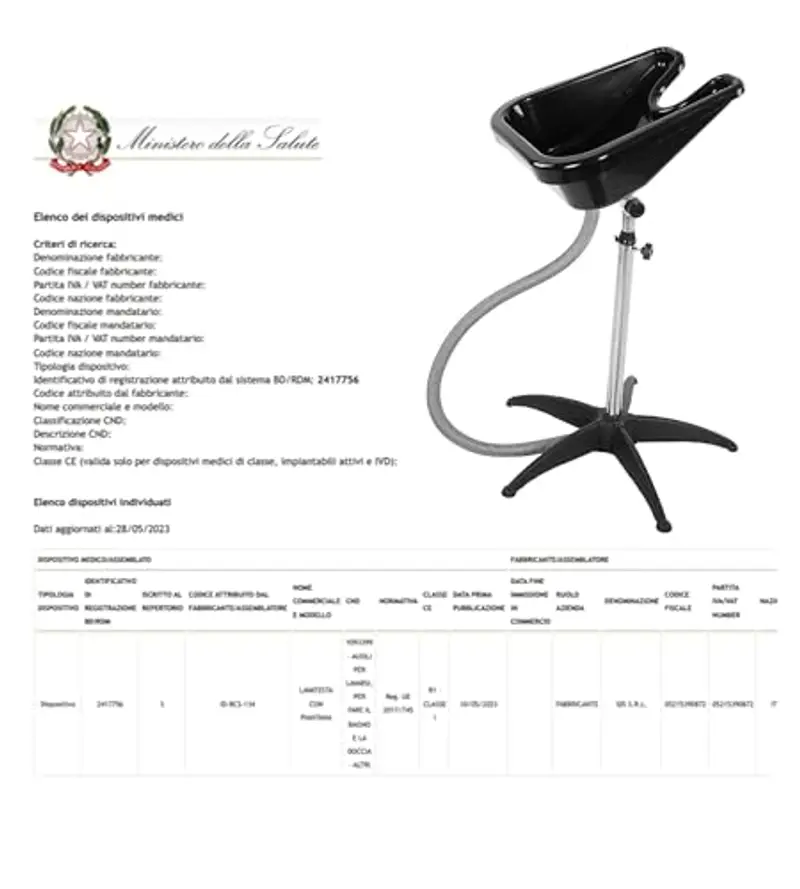 App Life Lavatesta Portatile per Parrucchieri - Altezza Regolabile e Tubo di Scarico Retraibile - Dispositivo Medico di Classe I - Professionale, Nero (Altezza Regolabile) miniatura 2