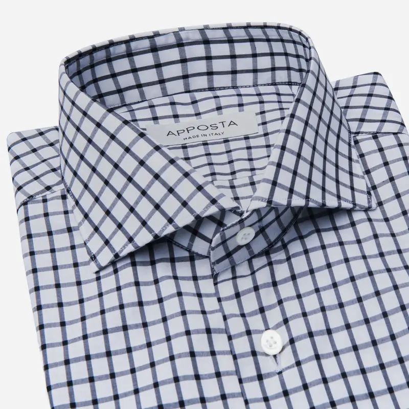 Camicia quadri grandi viola cotone zephir, collo stile collo francese basso miniatura 2