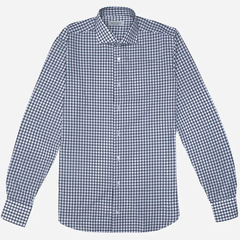 Camicia quadri grandi viola cotone zephir, collo stile collo francese basso miniatura 3
