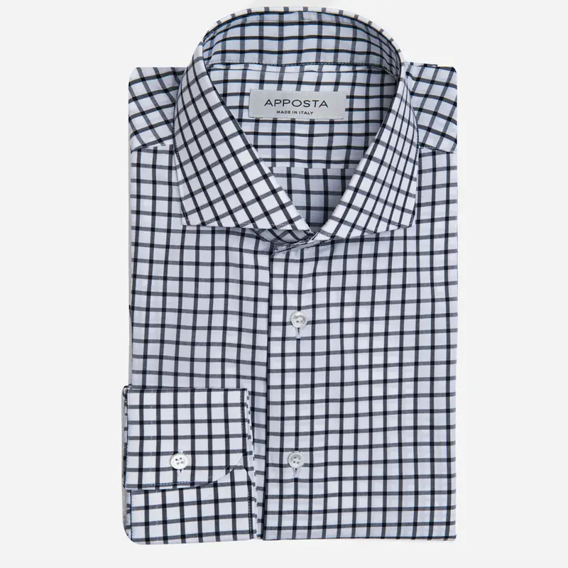 Camicia quadri grandi viola cotone zephir, collo stile collo francese basso