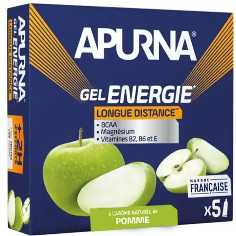 Set di 5 gel energetici per le lunghe distanze mela verde +2h di sforzo Apurna