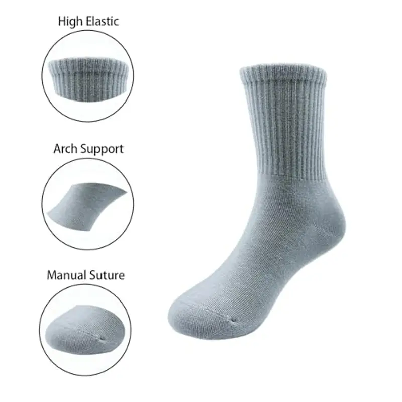 Aquarbor 6 paia di calzini per bambini anni, calzini sportivi in ??cotone per ragazzi e adolescenti (IT, Numero, 31, 38, bianco nero grigio) miniatura 3