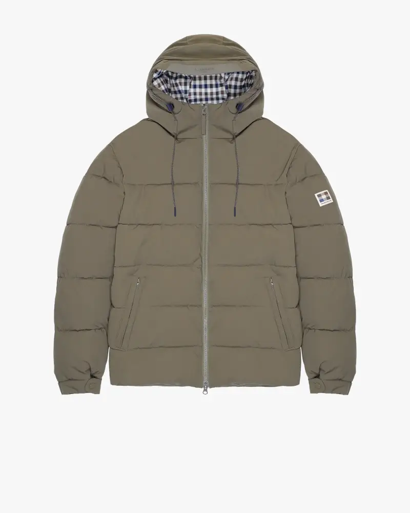 Piumino con cappuccio verde militare