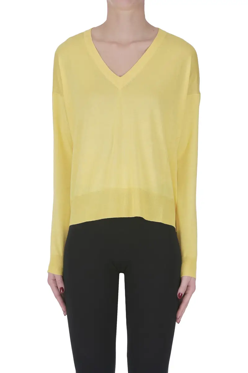 Pullover a scatoletta in seta e cashmere