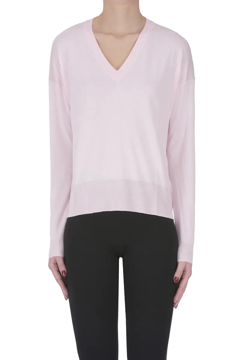 Pullover a scatoletta in seta e cashmere Rosa