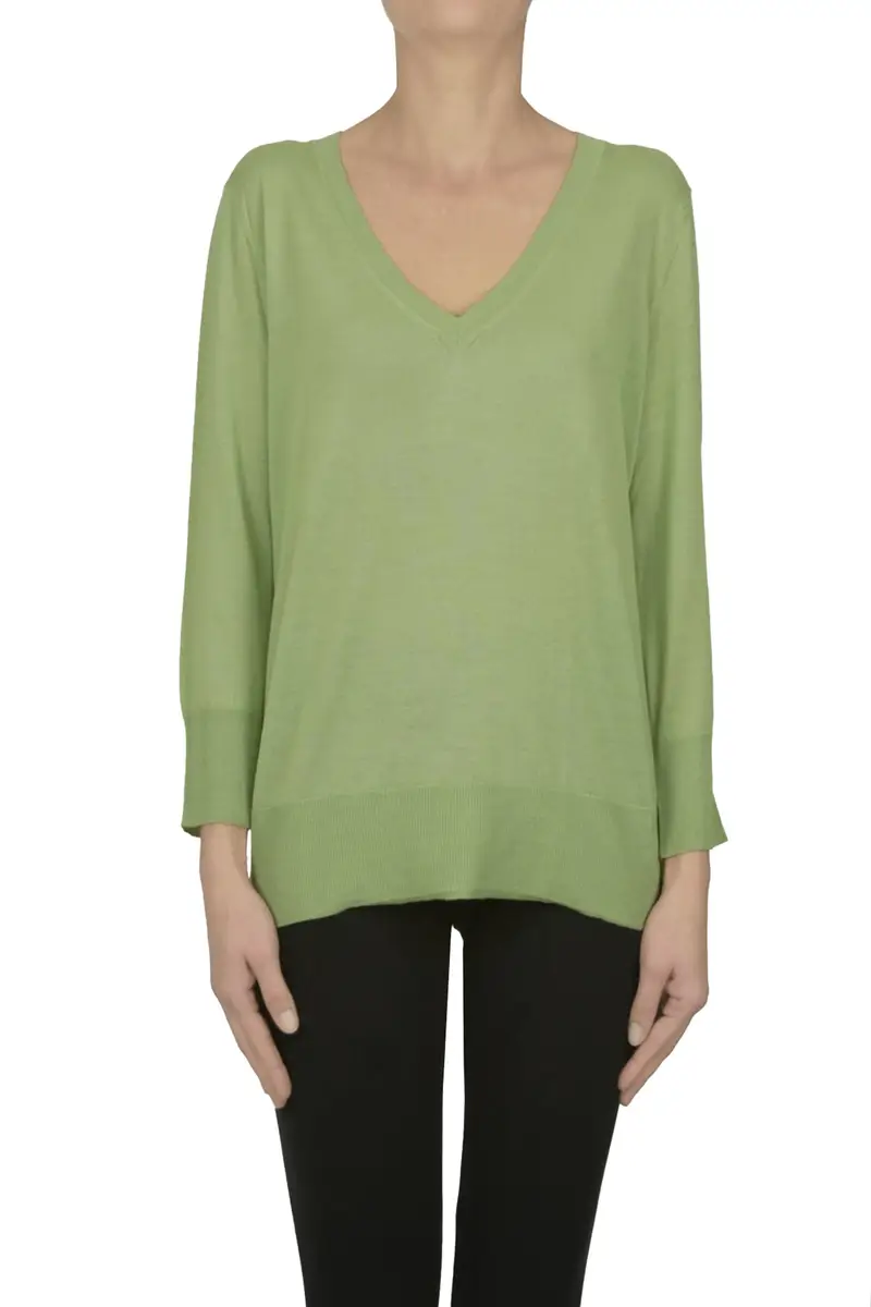 Pullover in lana merino Verde pastello