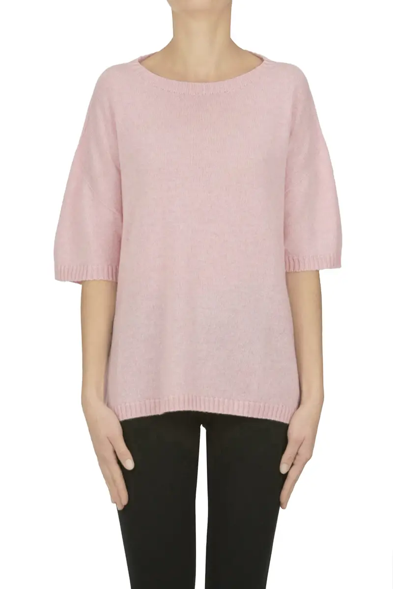 Pullover maniche corte in cashmere Rosa