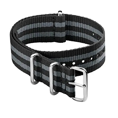 Archer Watch Straps - Cinturini NATO in Nylon - Nero e Grigio (Bond), 24mm