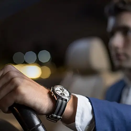 Archer Watch Straps - Cinturini NATO in Nylon - Nero e Grigio (Bond), 24mm miniatura 3