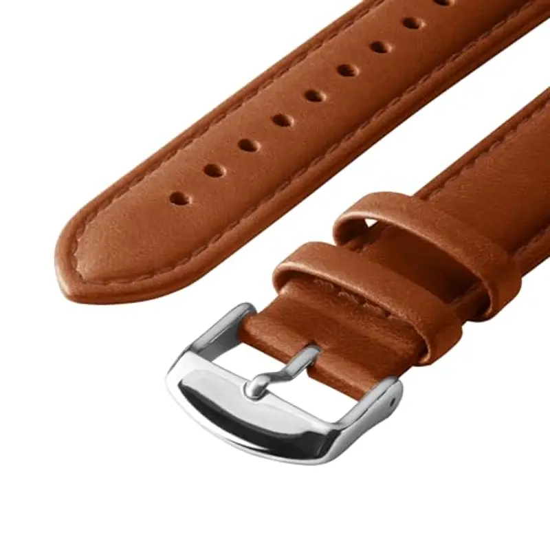 Archer Watch Straps - Cinturini per Orologi a Sgancio Rapido in Pelle Pieno Fiore (Cognac/Cucitura Abbinata, 18mm) miniatura 3