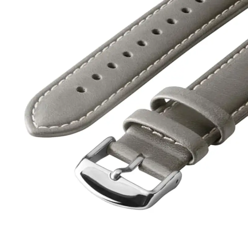 Archer Watch Straps - Cinturini per Orologi a Sgancio Rapido in Pelle Pieno Fiore (Grigio Peltro/Cucitura Bianco Naturale, 22mm) miniatura 3