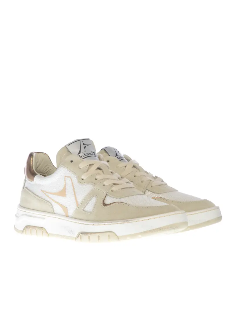 sneaker da donna Archivio 22 in tessuto tecnico e nappa Bianco miniatura 2