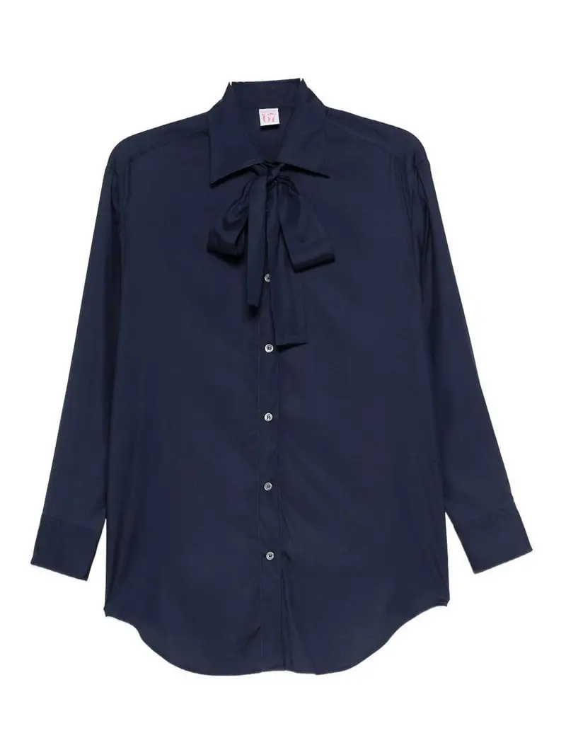 Camicia in seta con papillon Blu