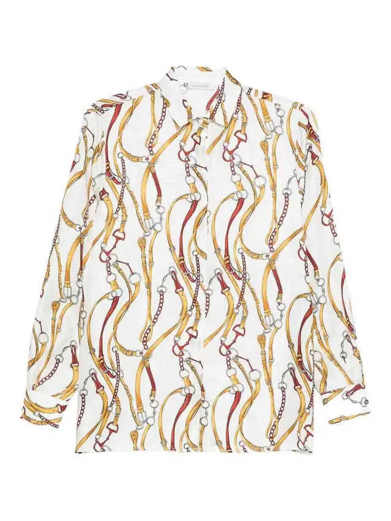 Camicia in seta stampata Bianco