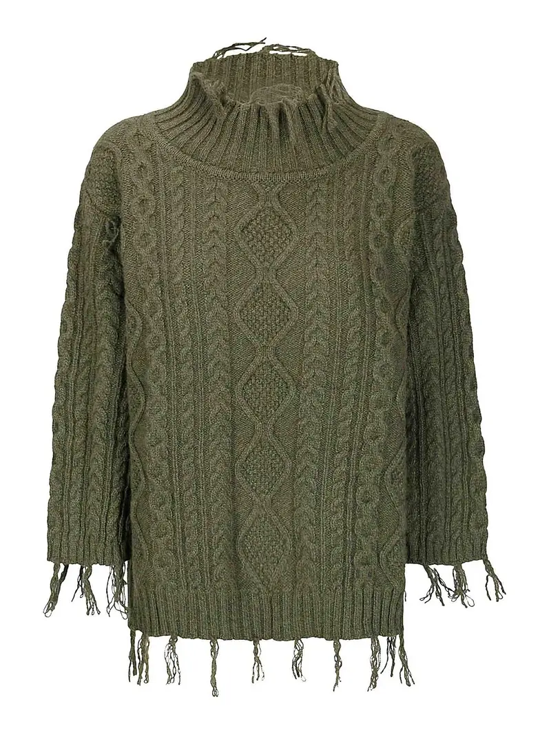 Maglione a trecce Verde