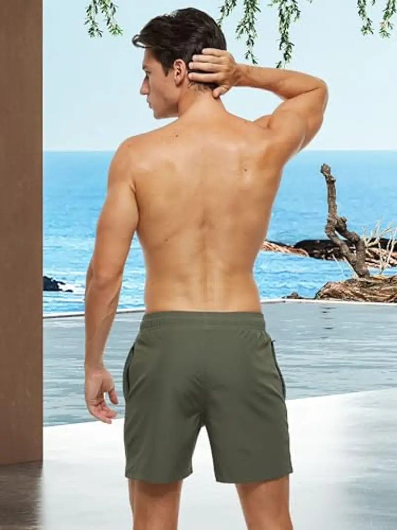 Arcweg Pantaloncini da Bagno Uomo Asciugatura Veloce Calzoncini da Bango Mare Beach Costume da Bagno Fodera Rete con Taschino e Coulisse Trunks Verde miniatura 3