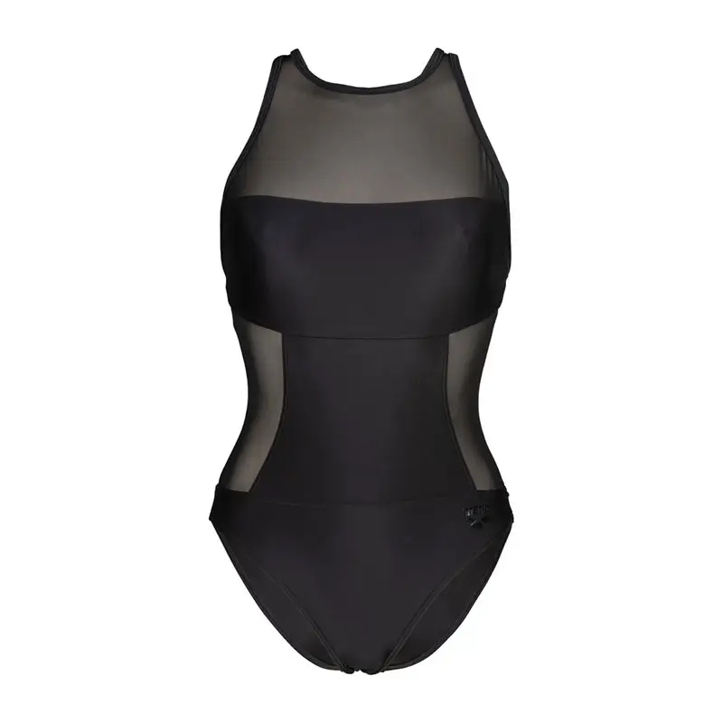 Costume Intero Piscina Mesh Panel Nero Donna 40