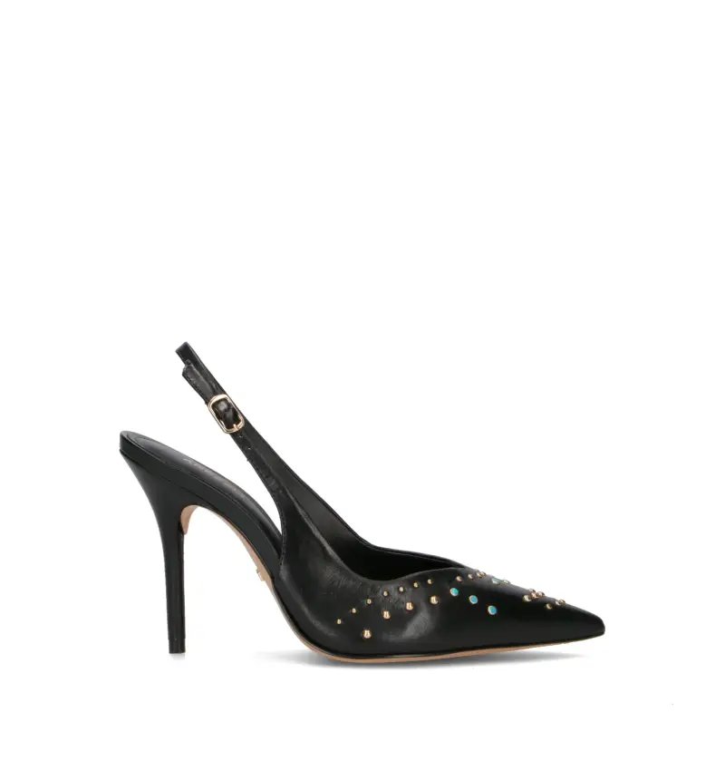 Slingback donna nera in pelle Vario