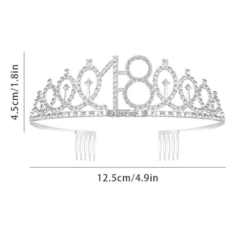 Argento Corona e Fascia per 18° Compleanno - Decorazione Strass Tiara Principessa Queen per Ragazze - Accessori Festa, Mix miniatura 2