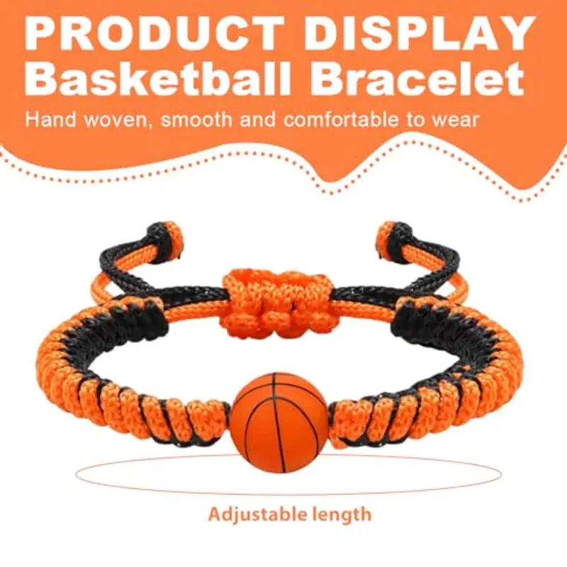 ARHZ 1 Pezzo Corda nera e arancione + Bracciale da basket intrecciato, Regalo di Pasqua per bambini di 5-12 anni, Bracciale da basket per ragazzi, Regalo di basket per ragazzi miniatura 2