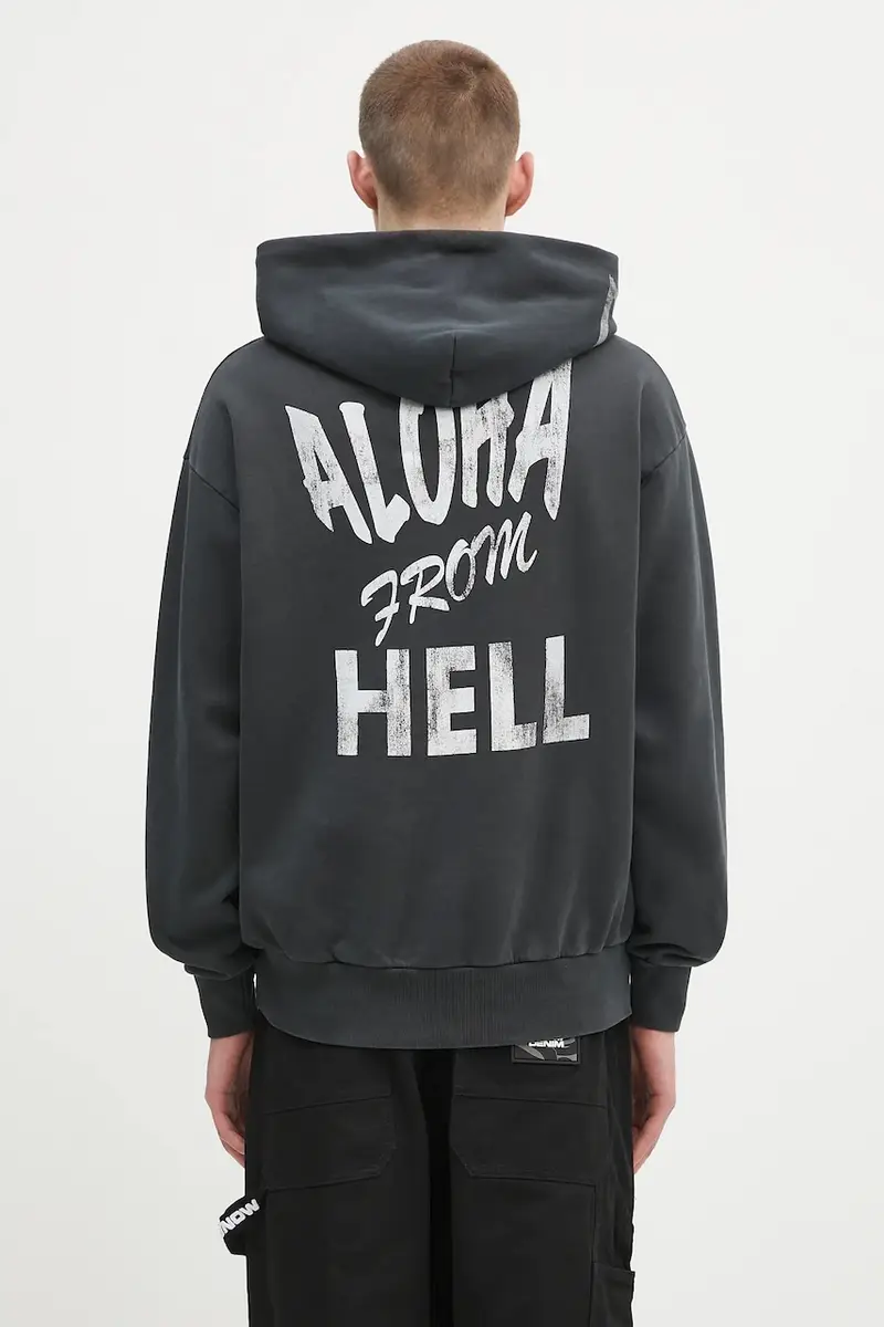 felpa in cotone Faded Aloha From Hell Hoodie colore nero con cappuccio AR2001303
