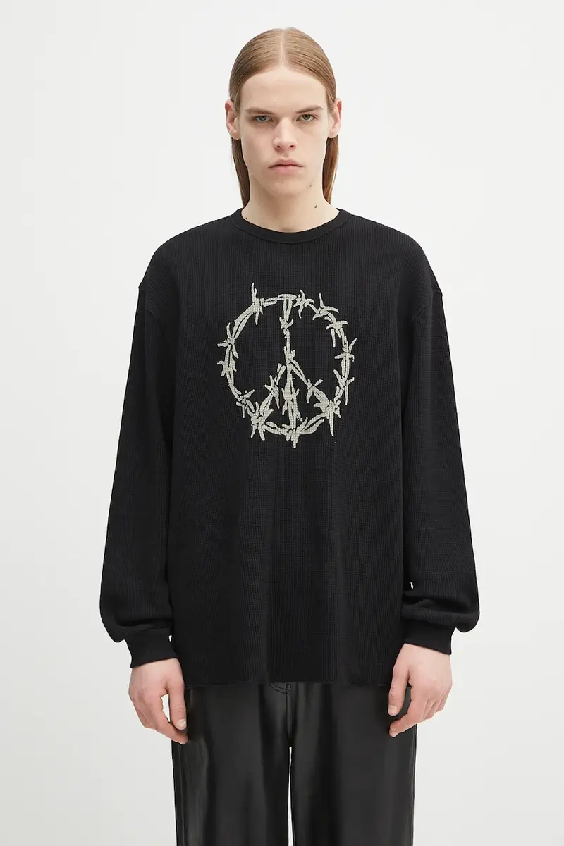 felpa in cotone Peace Press Gothic Waffle LS Tee colore nero AR6003903