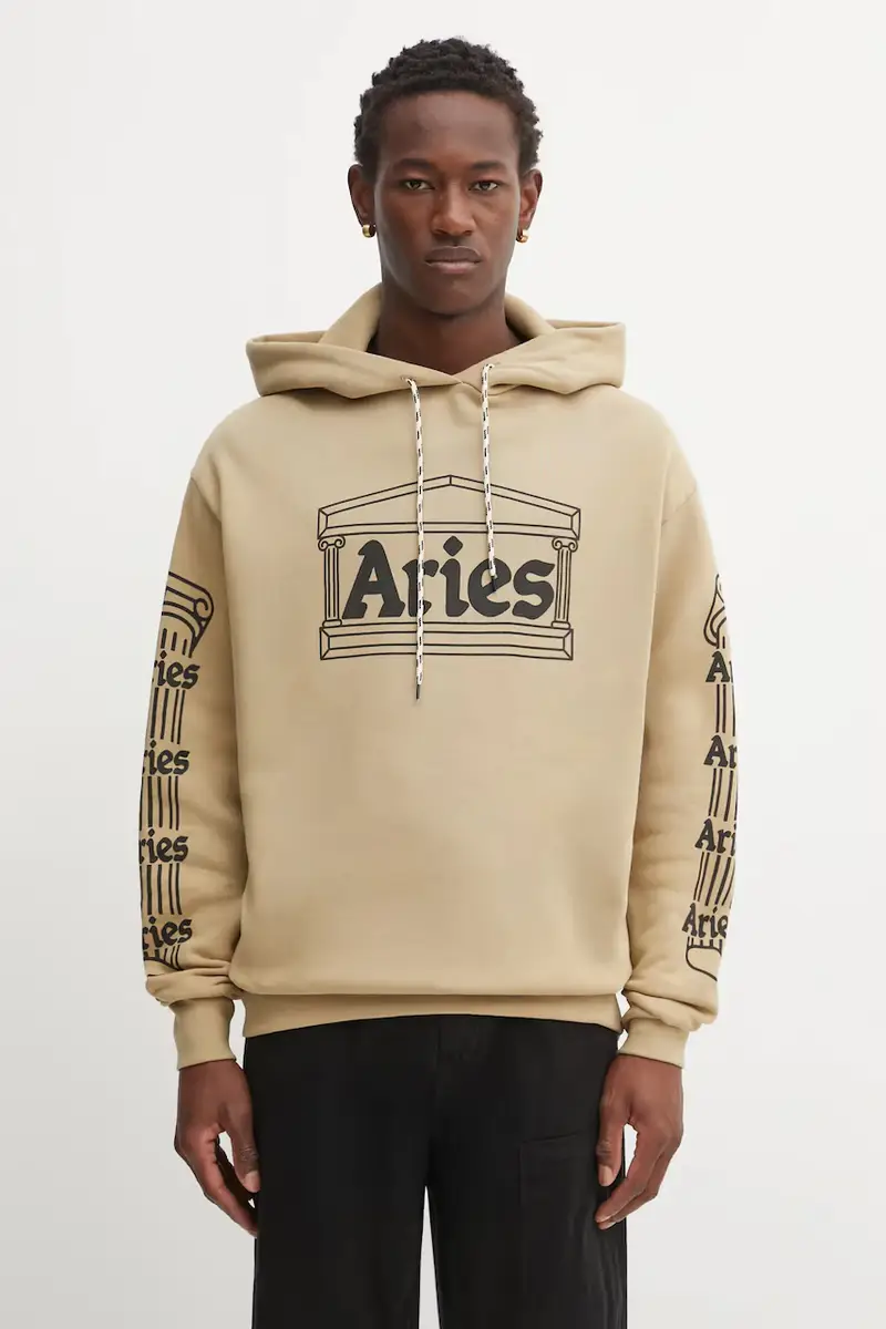 felpa in cotone Temple uomo colore verde con cappuccio AR2001204