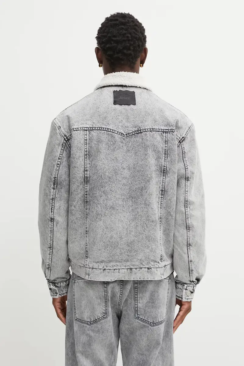 giacca di jeans Sherpa Denim Car Coat colore grigio AR7120004 miniatura 3