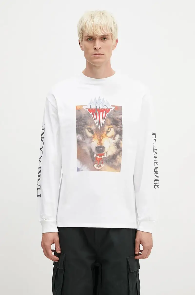 top a maniche lunghe in cotone Wolf Longsleeve Tee colore bianco AR6002202