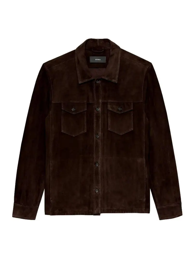 Camicia western in pelle scamosciata Dex Marrone