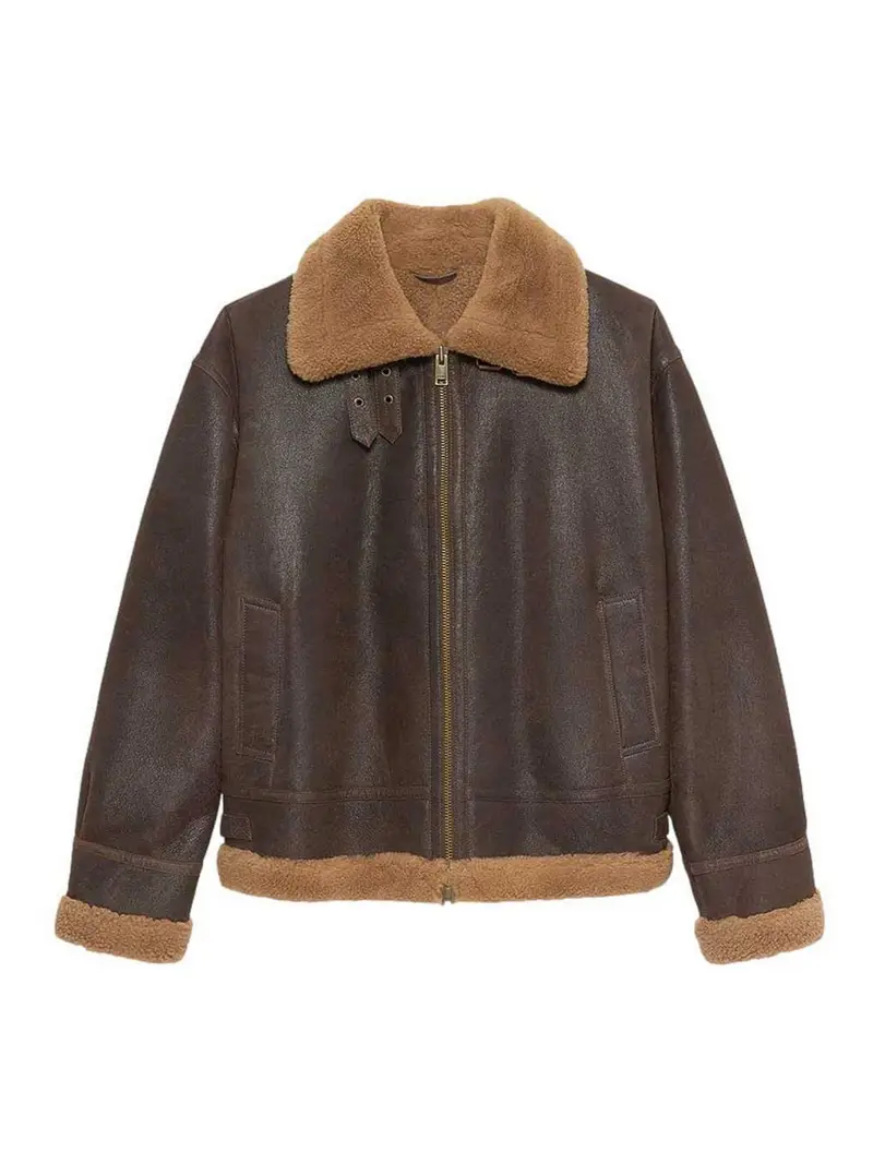 Giacca vintage in shearling Sano Marrone