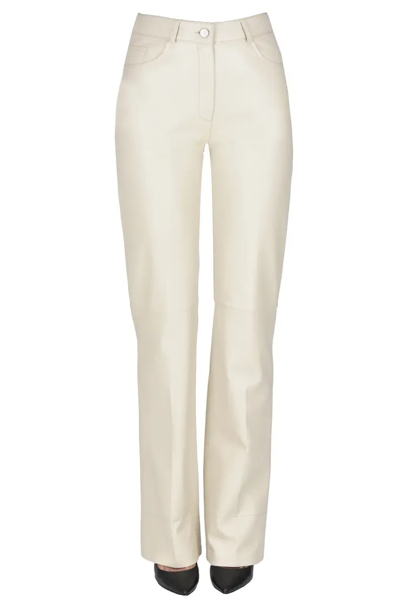 Pantaloni in pelle Panna
