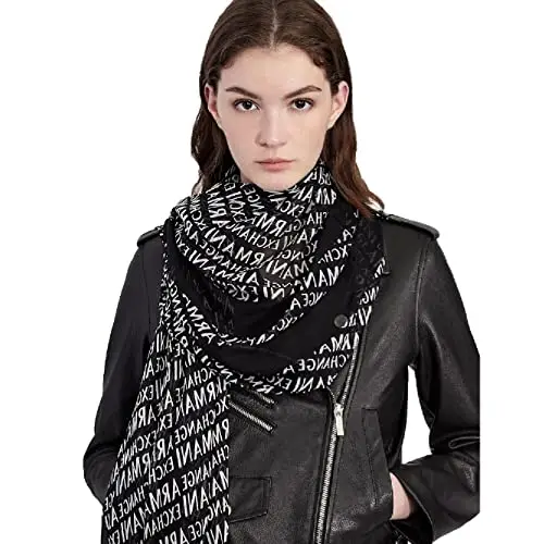 Armani Exchange 252587 Sciarpa, Logo Nero, Taglia Unica Donna miniatura 3