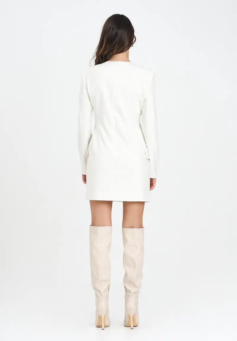 ARMANI EXCHANGE Abito corto panna da donna con ricamo logo miniatura 3