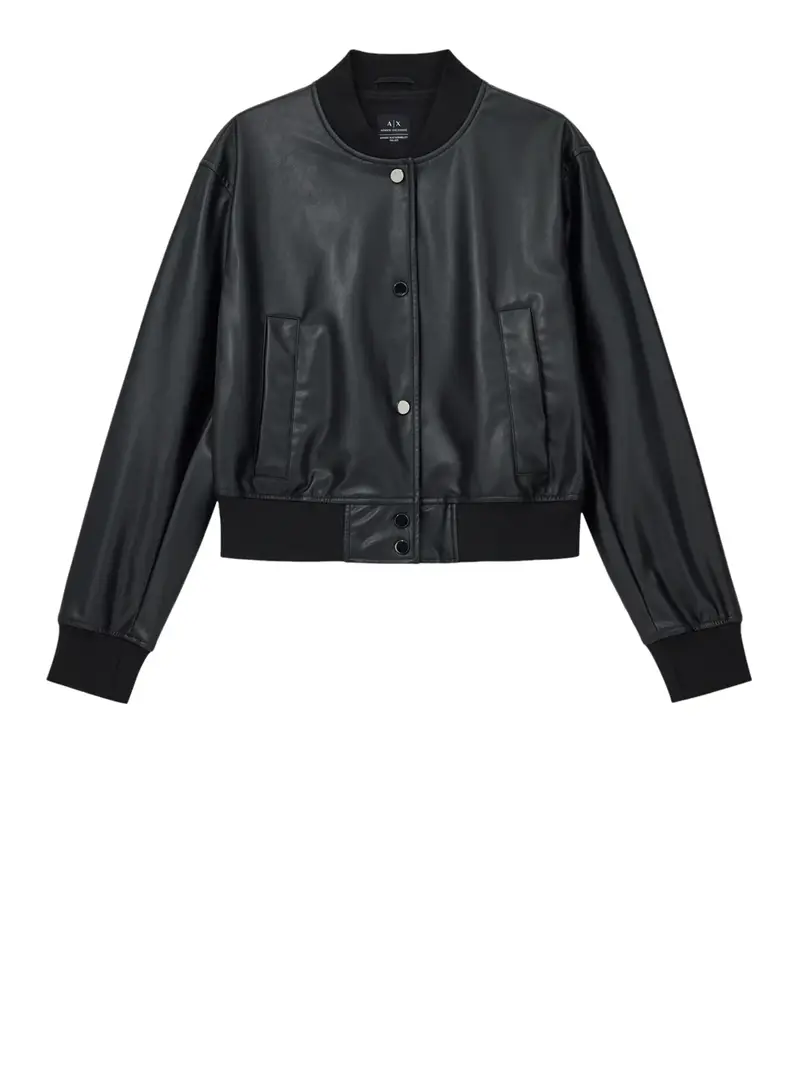 bomber armani exchange ecopelle da donna - nero