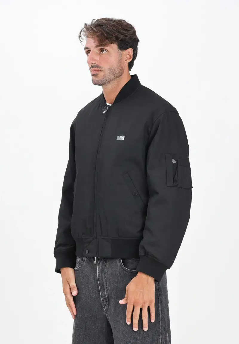 Bomber nero da uomo con logo miniatura 2