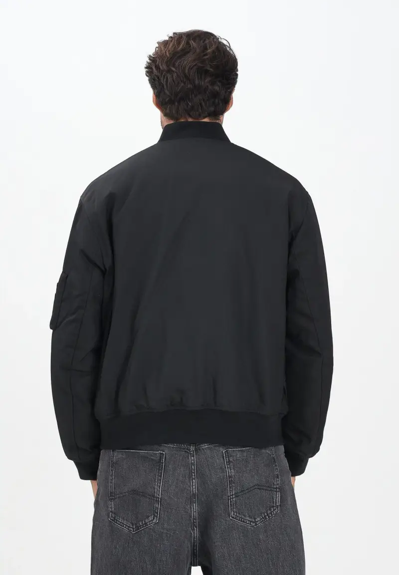 Bomber nero da uomo con logo miniatura 3