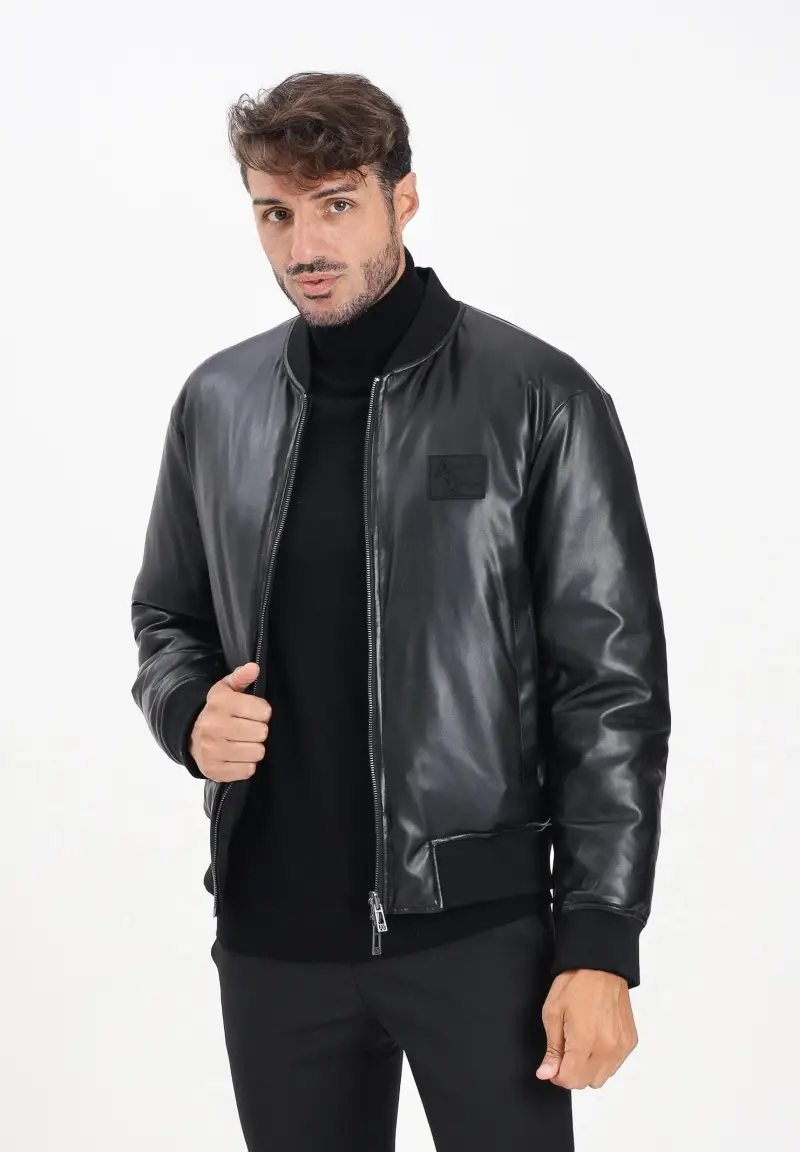 Bomber reversibile nero da uomo miniatura 2